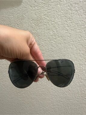 Police Aviator Sunglasses with Black Lenses and Silver Frame